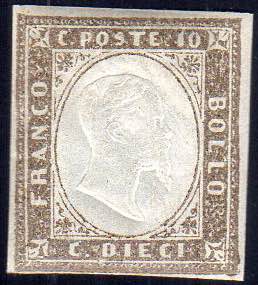 1859 - 10 cent. bruno chiaro rosaceo, seppia ... 