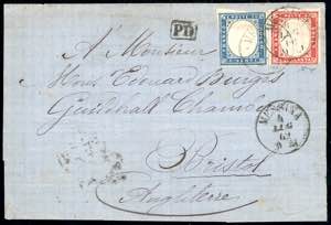 1862 - 20 cent. azzurro oltremare, 40 cent. ... 