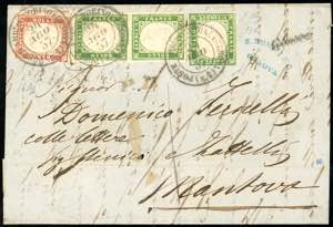 1857 - 40 cent. vermiglio scuro, 5 cent. ... 