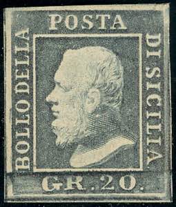 1859 - 20 grana grigio ardesia (13), gomma ... 