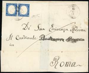 1863 - 15 cent. Tipo Sardegna (11), coppia, ... 