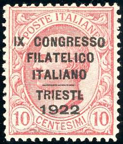 1922 - 10 cent. Congresso Filatelico (123), ... 