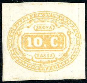 1863 - 10 cent. giallo (1), gomma integra, ... 