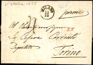 1858 - Lettera completa di testo a firma di ... 