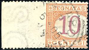 1890 - 10 cent. arancio e carminio, non ... 