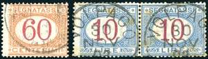 1890 - 60 cent. arancio e carminio, 10 lire ... 