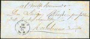 1859 - Lettera non affrancata da Casale ... 