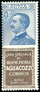 1924 - 25 cent. Tagliacozzo (8), gomma ... 