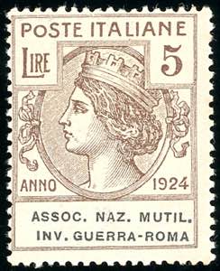 ASSOC. NAZ. MUTIL. INV. GUERRA-ROMA 1924 - 5 ... 