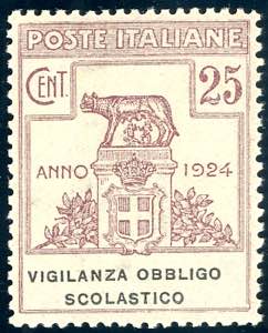 VIGILANZA OBBLIGO SCOLASTICO 1924 - 25 cent. ... 