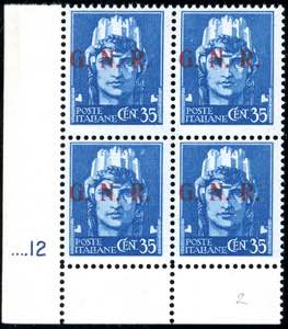 1943 - 35 cent. azzurro, soprastampa G.N.R. ... 