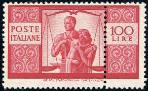 1946 - 100 lire Democratica, doppia ... 