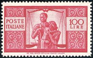 1946 - 100 lire Democratica, dent. 14 x 13 ... 