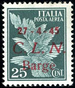 BARGE POSTA AEREA 1945 - 25 cent. verde, ... 