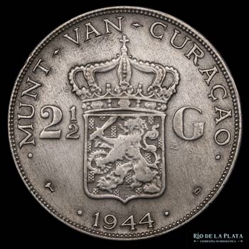 Curacao. 2 Gulden 1944. AG.900, ... 