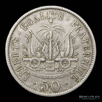 Haiti. 50 Centimes 1908. Cu-Ni, ... 