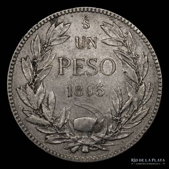Chile. 1 Peso 1895/4 (overdate). ... 