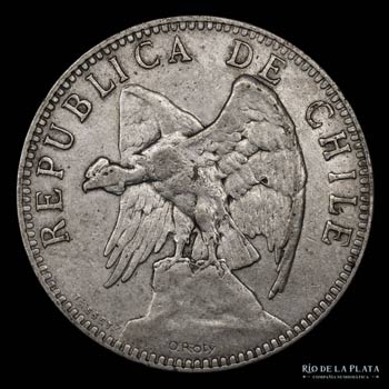 Chile. 1 Peso 1895/4 (overdate). ... 