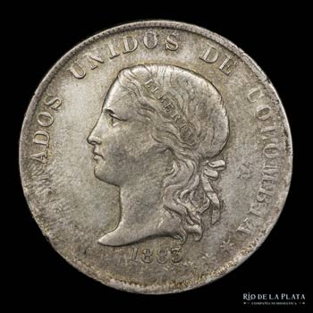 Colombia. 50 Centavos 1883, ... 