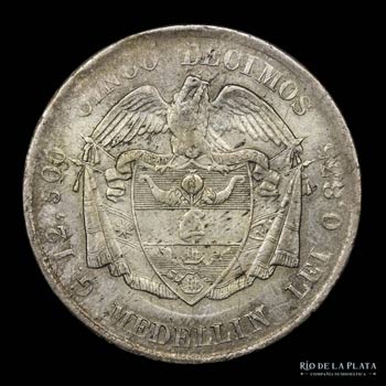 Colombia. 50 Centavos 1883, ... 