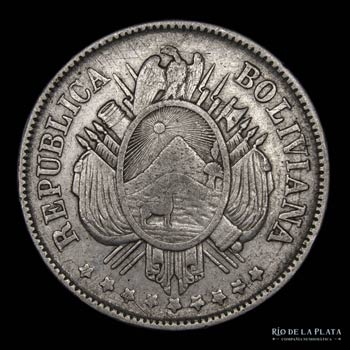 Bolivia. 50 Centavos 1873 PTS FE, ... 