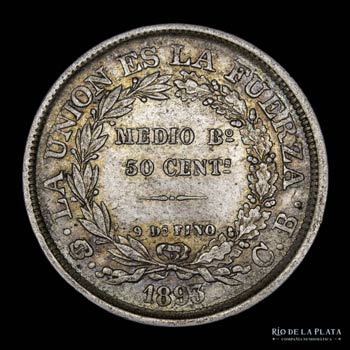 Bolivia 50 Centavos 1893 PTS FE, ... 