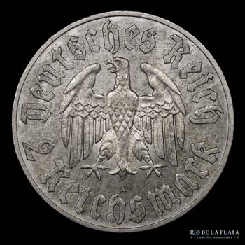 Alemania. 2 Reichsmarks 1933 A ... 