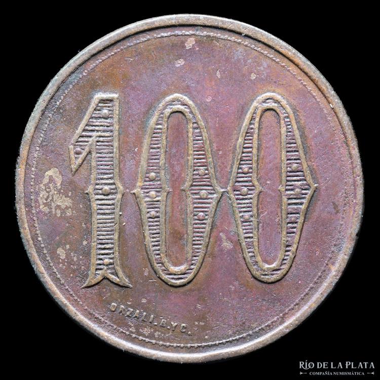 Argentina. Ficha. 1896. Valor 100. ... 