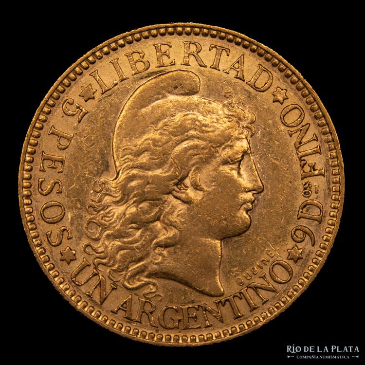 Argentina. 5 Pesos 1885 Argentino ... 