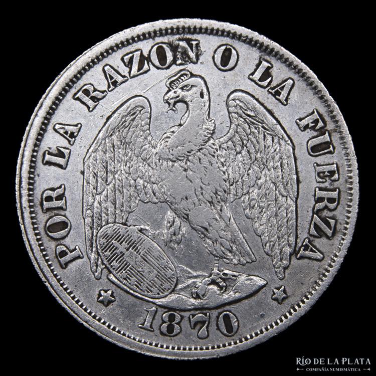 Chile. 20 Centavos 1870. AG.835; ... 