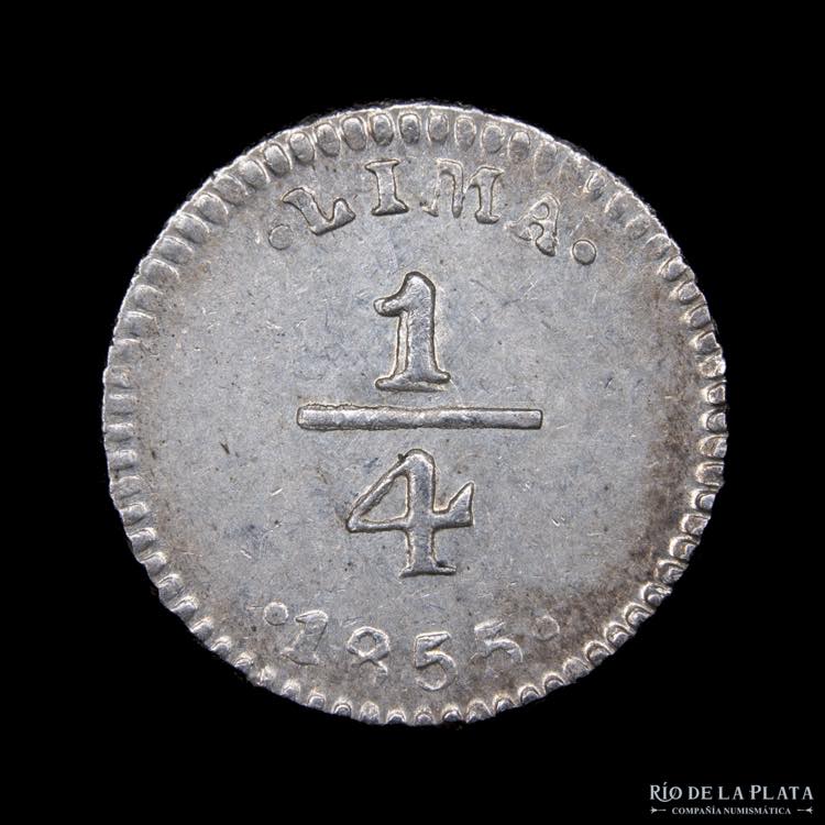 Perú. 1/4 Real 1855. Lima Mint. ... 