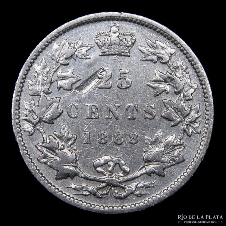 Canadá. 25 Cents 1888. AG.925; ... 