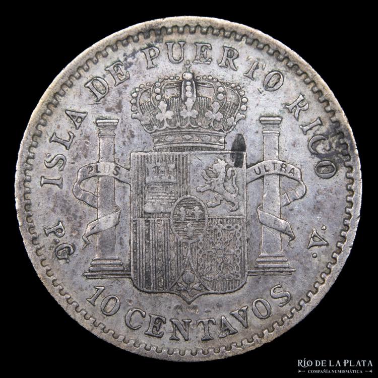 Puerto Rico. 10 Centavos 1896 PGV. ... 