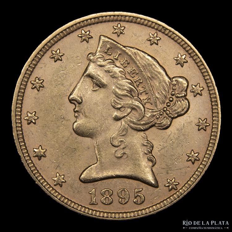 USA. 5 Dollars 1895. Coronet head ... 