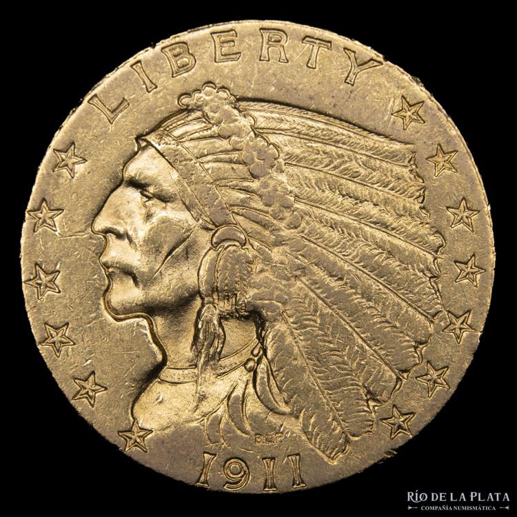 USA. 2.5 Dollars 1911 Indian Head. ... 