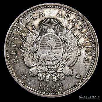 Argentina. 50 Centavos 1882. ... 