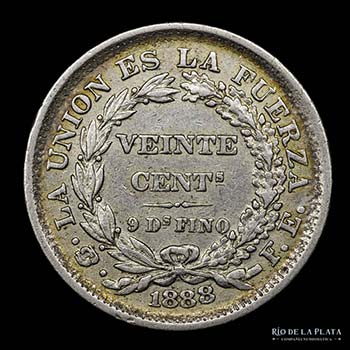 Bolivia. 20 Centavos 1888 FE. ... 