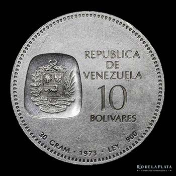 Venezuela. 10 Bolívares 1973. ... 