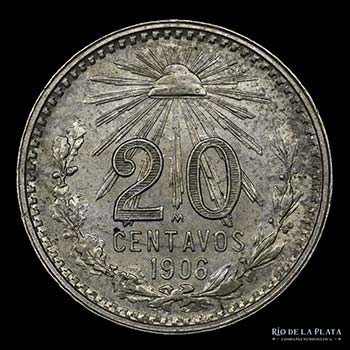 México. 20 Centavos 1906. AG.800, ... 