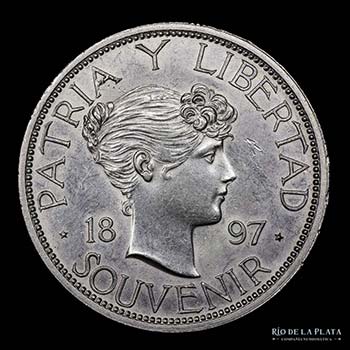 Cuba. 1 Peso 1897. AG.900, 35.5mm; ... 