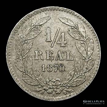 Honduras. 1/4 Real 1870 A. Cu-Ni, ... 