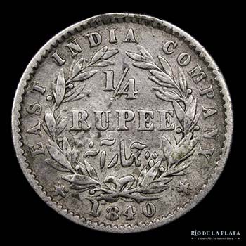 India Británica. 1/4 Rupee 1840. ... 