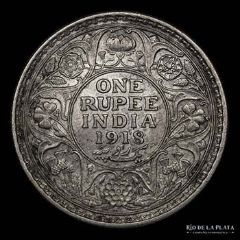 India Británica. 1 Rupee 1918. ... 