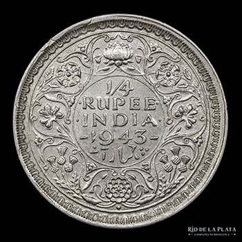India Británica. 1/4 Rupee 1943. ... 