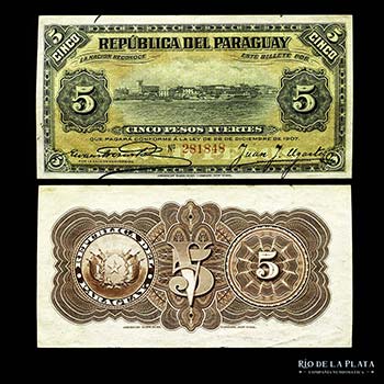 Paraguay. 5 Pesos Fuertes 1907 ... 