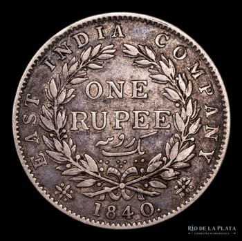India, 1 Rupia 1840, AG.925 11.4g ... 