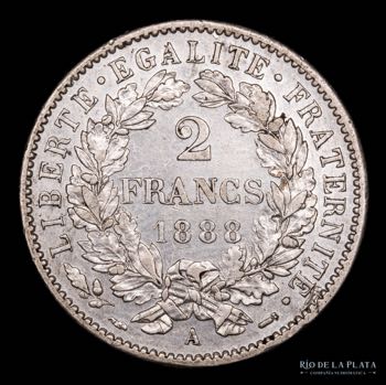 Francia. 2 Francs 1888 A. AG.835; ... 