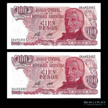 Argentina. 2x100 Pesos 1976 Serie ... 