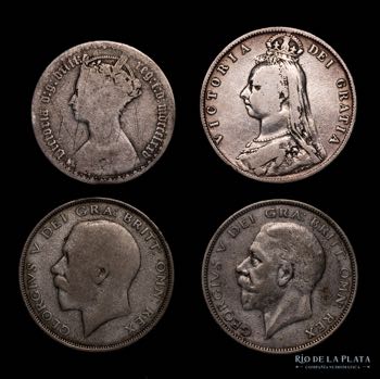 Lote 07 - UK x 4 Monedas de plata ... 