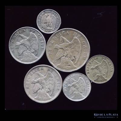Lote. Monedas de plata. Chile 1880 ... 